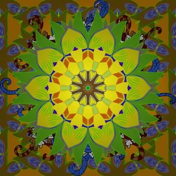 Vector seamless floral pattern with flowers, leaves, decorative elements, splash Stock Illustration