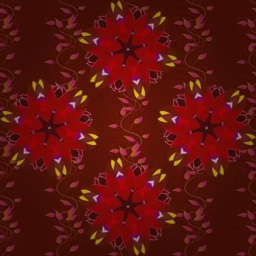 Vector seamless floral pattern with flowers, leaves, decorative elements, splash Stock Illustration