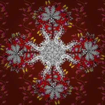 Vector seamless floral pattern with flowers, leaves, decorative elements, splash Illustrazione stock