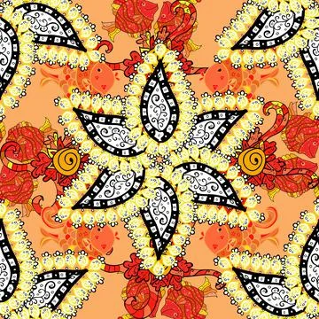 Vector seamless floral pattern. Flowers of the valley on yellow and white colors Stock Illustration