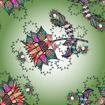Vector seamless floral pattern with flowers, leaves, decorative elements, splash イラスト素材