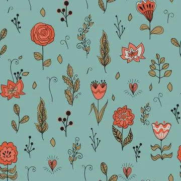 Vector seamless floral pattern with garden flowers. Stock Illustration