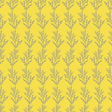 Vector seamless floral pattern. Gray contouring elements on a yellow background. Stock Illustration