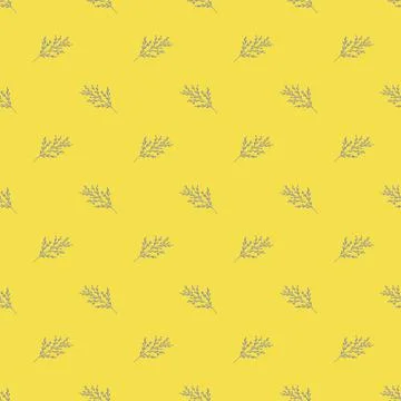 Vector seamless floral pattern. Gray elements on a yellow background. Stock Illustration