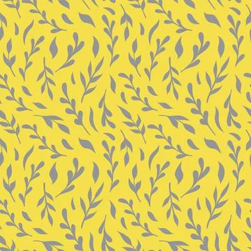 Vector seamless floral pattern. Gray elements on a yellow background. Stock Illustration