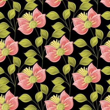 Vector Seamless Floral Pattern Stock Illustration