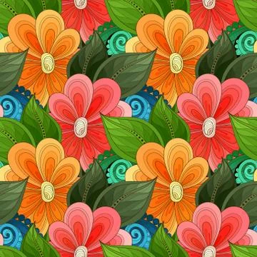 Vector Seamless Floral Pattern Stock Illustration
