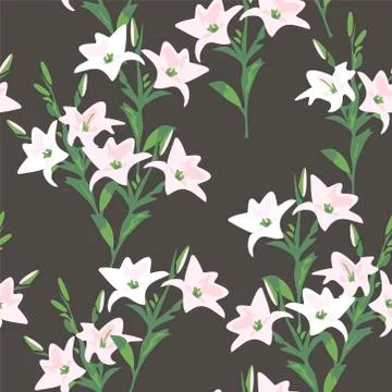 Vector seamless floral pattern with lily flowers Stock-Illustration