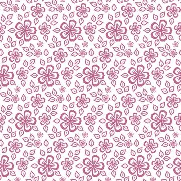Vector seamless floral pattern. Pink flowers on white background Stock Illustration