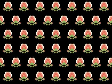 Vector seamless floral pattern with retro flowers. Wallpaper with lily on b.. Stock Illustration
