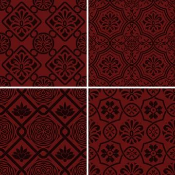 Vector seamless floral patterns, indian style Stock Illustration