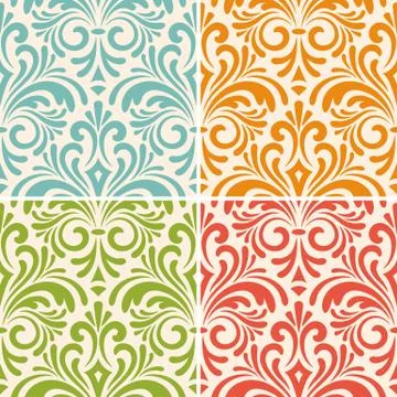 Vector seamless floral vintage patterns Stock Illustration