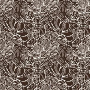 Vector Seamless Floral Zentangle Pattern. イラスト素材