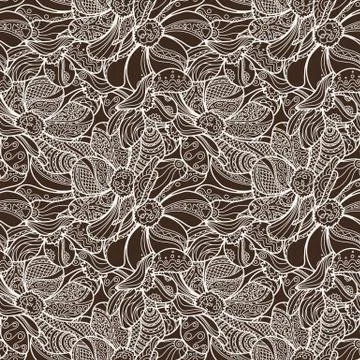 Vector Seamless Floral Zentangle Pattern. 스톡 일러스트