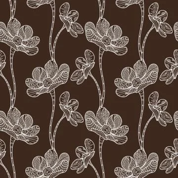 Vector Seamless Floral Zentangle Pattern. イラスト素材