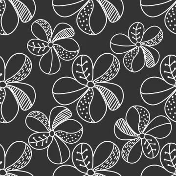 Vector seamless flower pattern for simple backgrounds and textures, fabrics, 스톡 일러스트