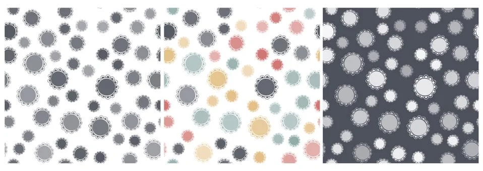 Vector seamless flower set with abstract hand drawn floral elements. Multicol Stock Illustration