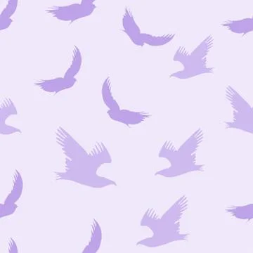 Vector seamless flying birds conversation pattern, spring summer Stock Illustration