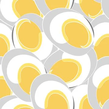 Vector seamless food pattern. Boiled eggs in a cut. Background with repeating Stock Illustration