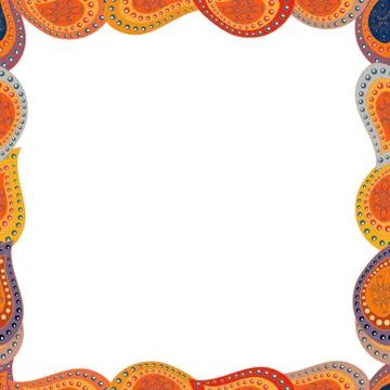 Vector. Seamless. Foursquare frames doodles. Picture in orange, white and yellow Stock Illustration