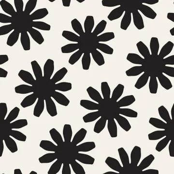 Vector seamless freehand pattern. Abstract background with floral brush strokes Stock Illustration
