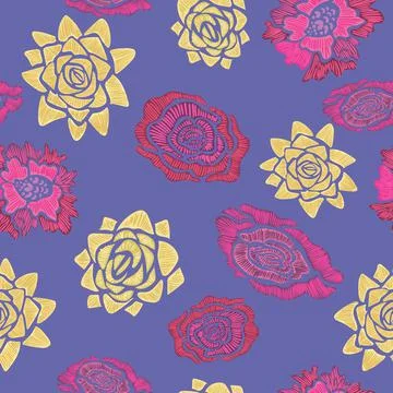 Vector seamless fresh floral stitching handmade texture Illustrazione stock
