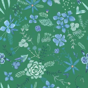 Vector seamless fresh floral stitching handmade texture Stock Illustration