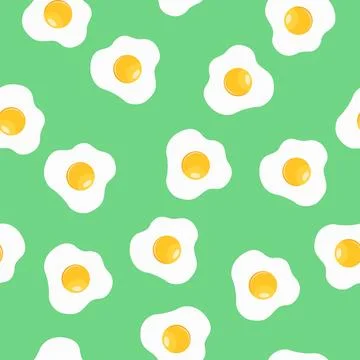 Vector Seamless Fried Eggs Pattern or Wallpaper. Stock Illustration
