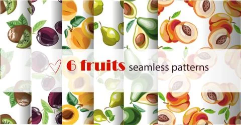 Vector seamless fruit pattern set. Repeating fruit pattern. Package, website イラスト素材