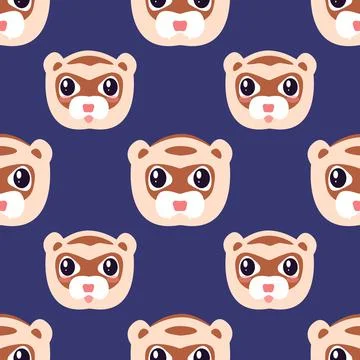 Vector seamless fun children s pattern with funny ferret faces Illustrazione stock