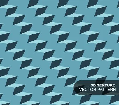 Vector seamless geometric 3d pattern. Blue digital futuristic repeatable Stock Illustration