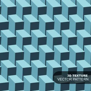 Vector seamless geometric 3d pattern. Blue digital technology futuristic Stock Illustration