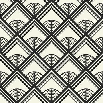 Vector seamless geometric art deco pattern. Ornamental beige and black creative 스톡 일러스트