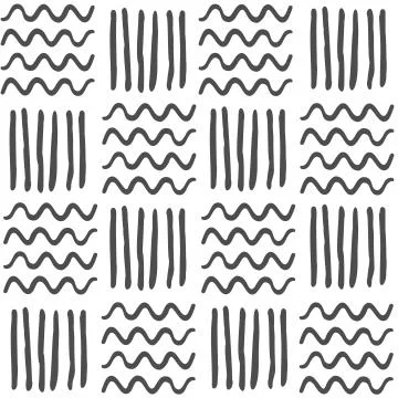 Vector seamless geometric black and white pattern of hand-drawn waves and ver Stock Illustration