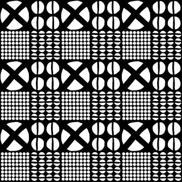 Vector seamless geometric black and white pattern of hand-drawn crossed circl Stock Illustration