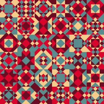 Vector Seamless Geometric Blocks Quilt Pattern Stock Illustration