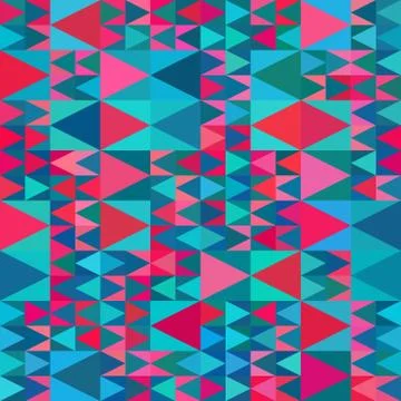 Vector Seamless Geometric Blue Pink Shades Multicolor Triangle Quilt Pattern Illustrazione stock