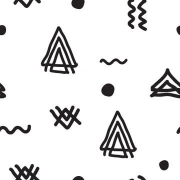 Vector seamless geometric doodle pattern Stock Illustration