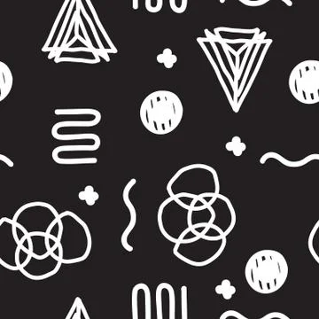 Vector seamless geometric doodle pattern Stock Illustration