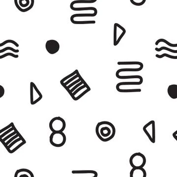 Vector seamless geometric doodle pattern Stock Illustration