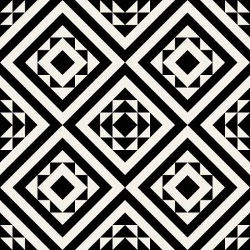 Vector Seamless Geometric Ethnic Square Pattern Stock Illustration
