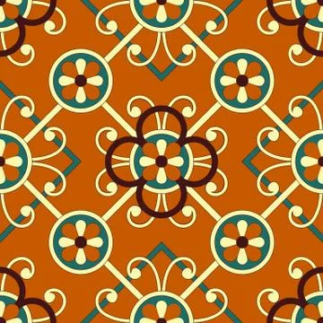 Vector seamless geometric floral pattern Stock Illustration
