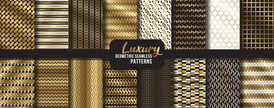 Vector seamless geometric golden pattern background, luxury collection. Abstr Stock Illustration