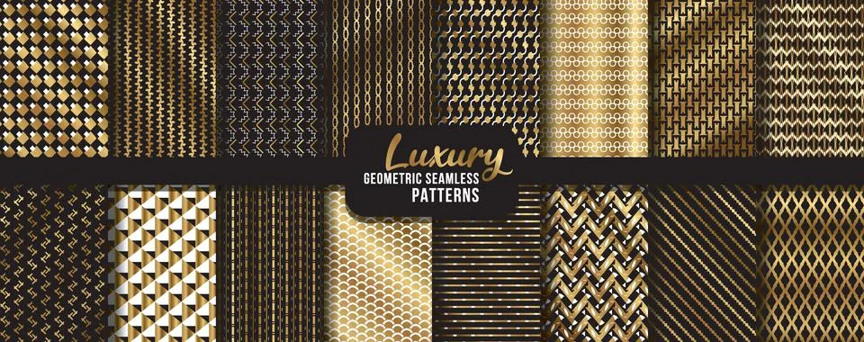 Vector seamless geometric golden pattern background, luxury collection. Abstr Illustrazione stock