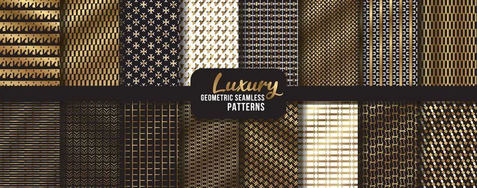 Vector seamless geometric golden pattern background, luxury collection. Abstr Stock Illustration