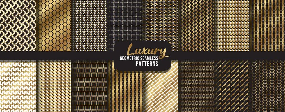 Vector seamless geometric golden pattern background, luxury collection. Abstr Stock Illustration