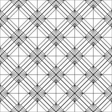 Vector seamless geometric grid pattern. Ornamental black and white design Stock Illustration