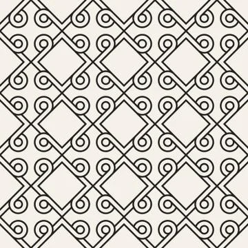 Vector seamless geometric interlacing lines pattern. Simple abstract lines 스톡 일러스트