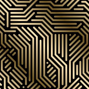 Vector seamless geometric luxury pattern - techno style. Creative digital Stock Illustration