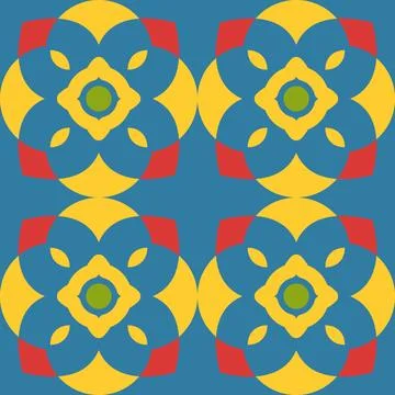 Vector seamless geometric ornamental pattern. Tile mosaic vibrant texture D.. Stock Illustration